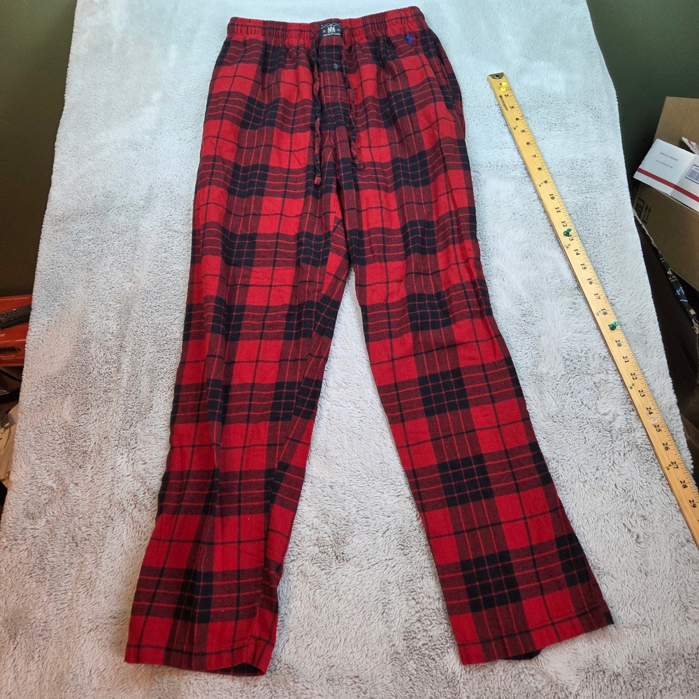 Polo Ralph Lauren Plaid Flannel Pajama Pants Mens Small Red Black